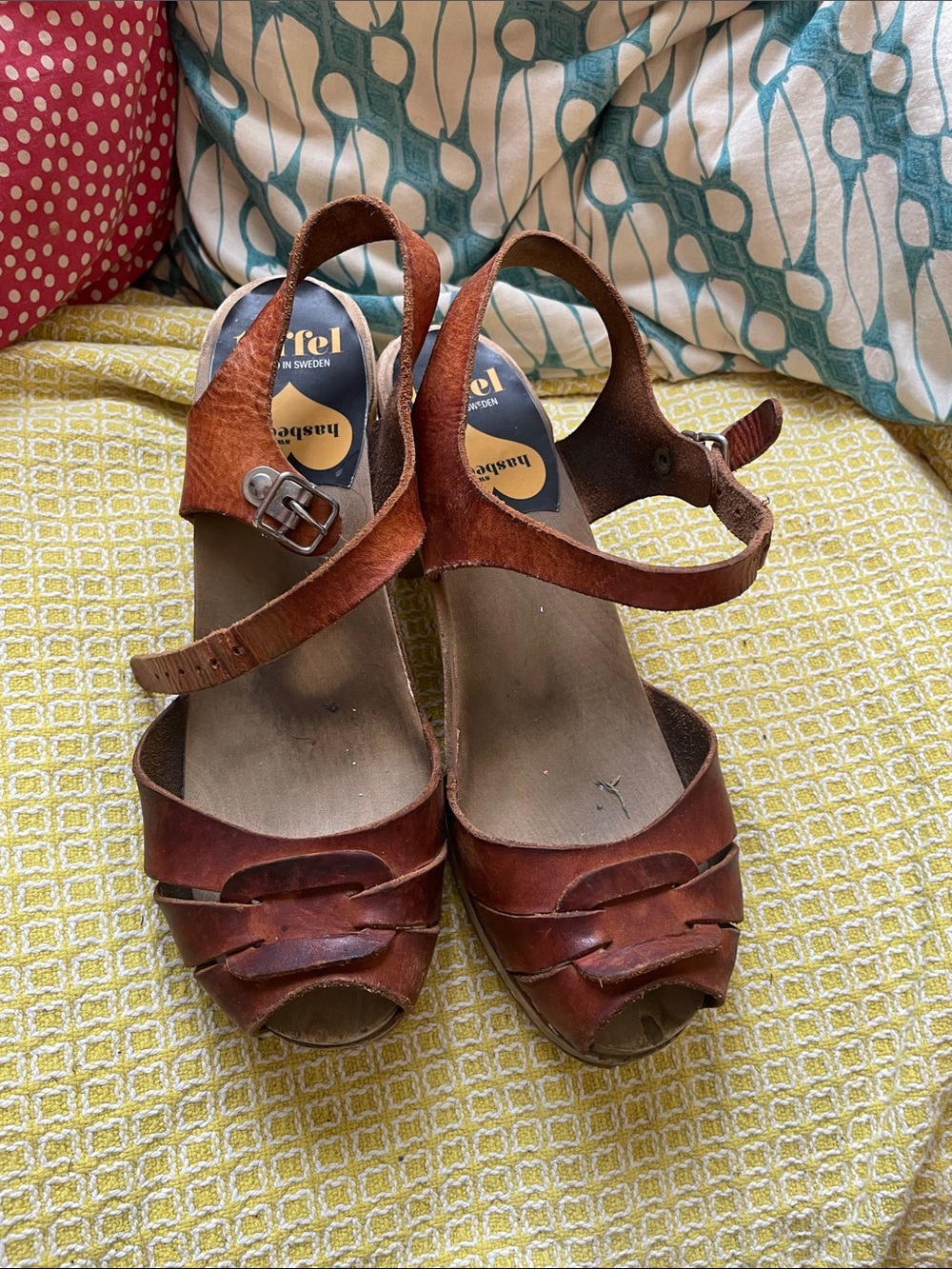 Swedish Hasbeens Sky High Peep Toe Clog Sandals - Picture 3 of 7